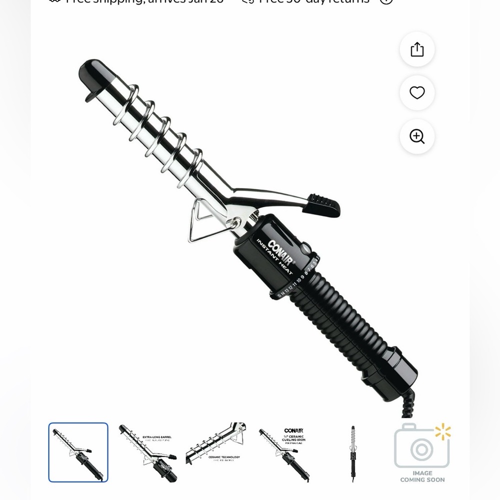 Conair Instant Heat
Curling Iron Spiral 0.75-inch Black